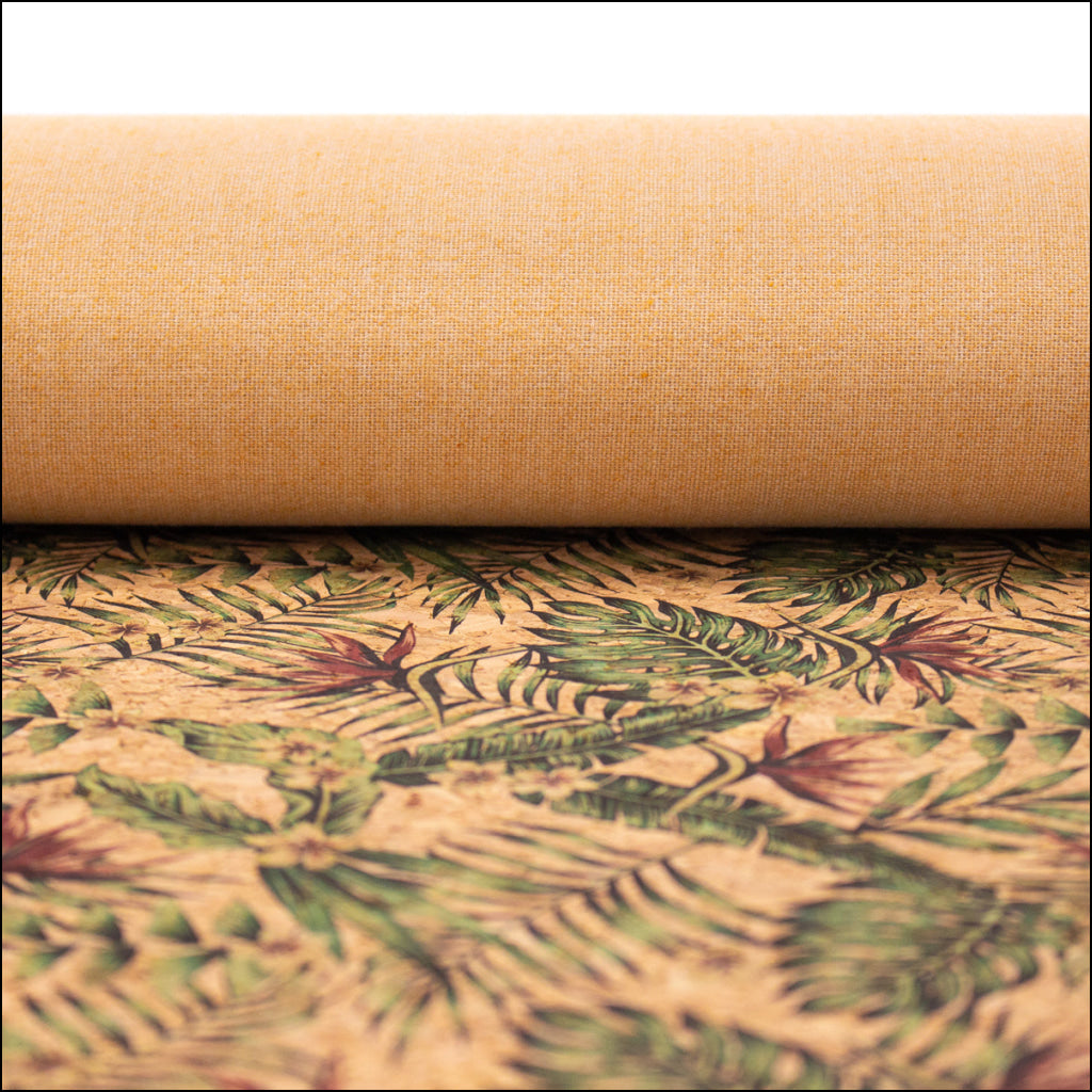 Palm Leaves. Seamless Floral Pattern Summer Cork Fabric Cof-377 Cork
