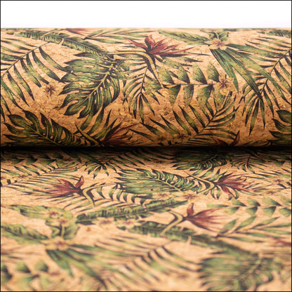 Palm Leaves. Seamless Floral Pattern Summer Cork Fabric Cof-377 Cork