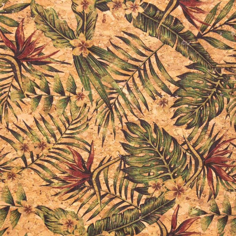 Palm Leaves. Seamless Floral Pattern Summer Cork Fabric Cof-377 Cork