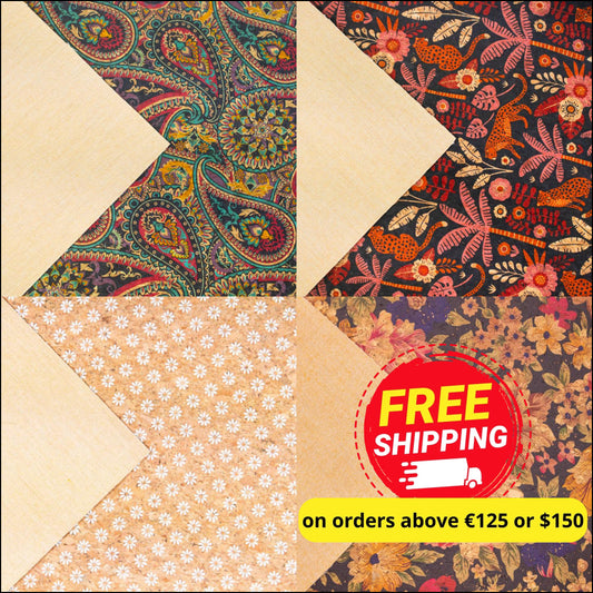 Pattern Cork Fabric Sample – One Piece 14 × 20 cm (5.5 × 7.8 in) cork fabric