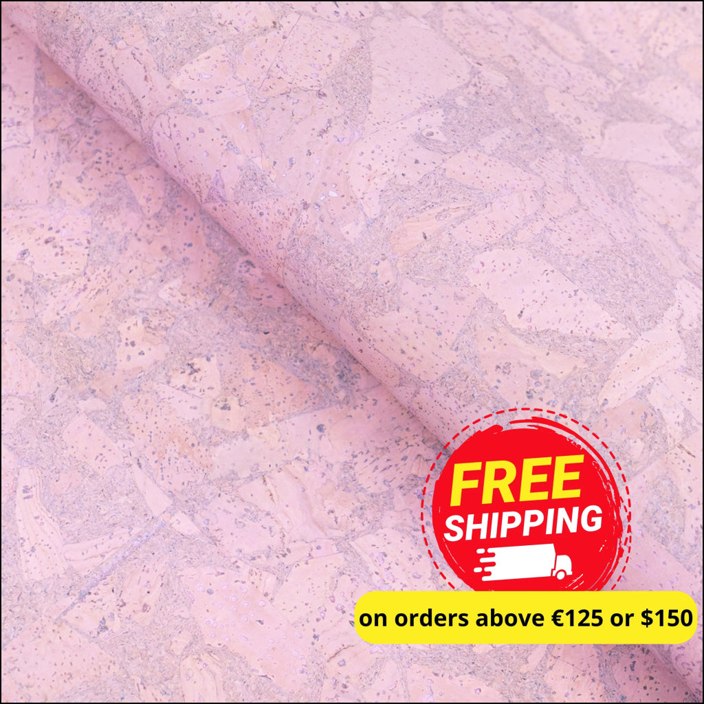 Pink Cork Fabric In Block Style With Beige Backing 0.74 Thickness Cof - 532 - A Cork Fabric