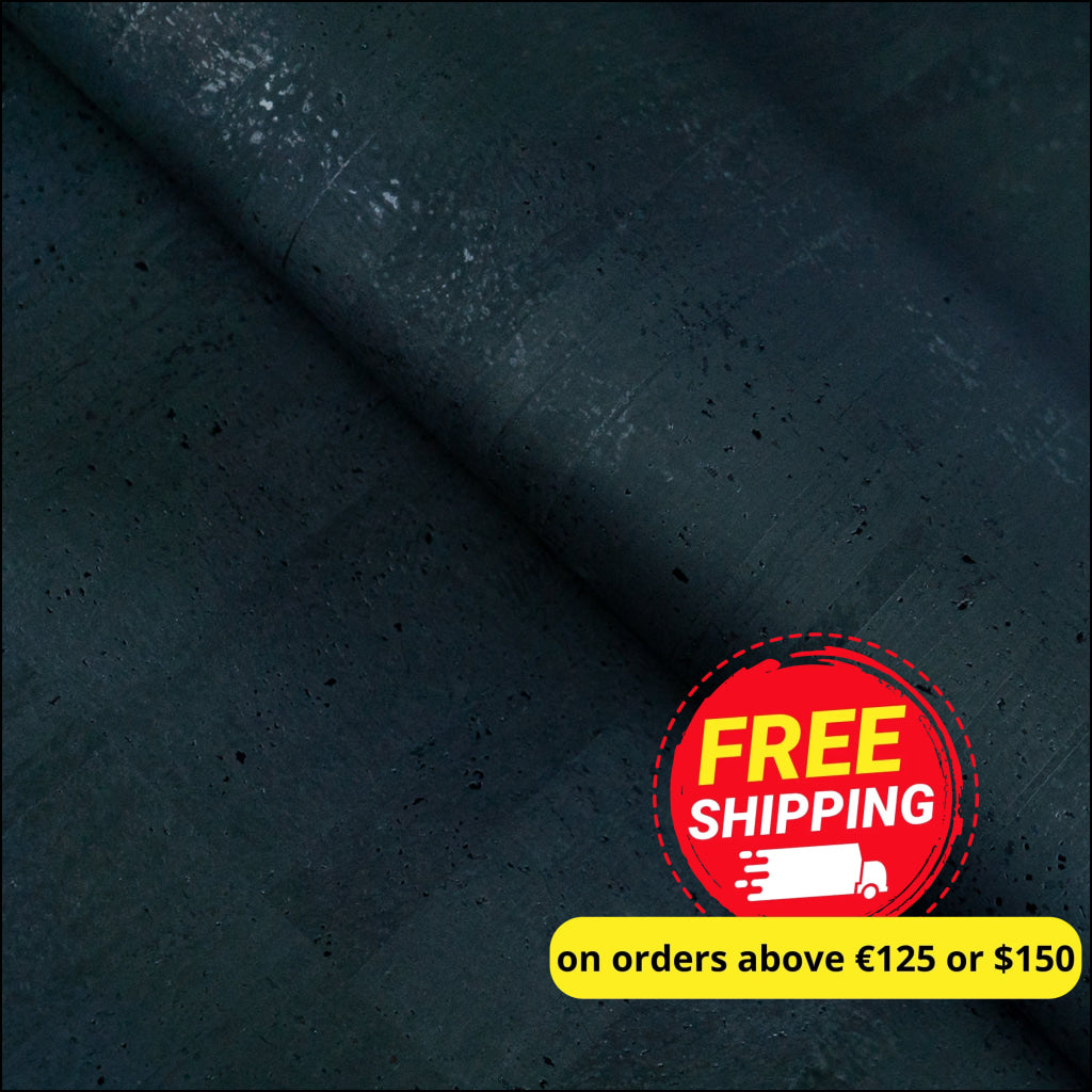 Premium Solid Black Cork Fabric 0.7mm Thick 117-A cork fabric