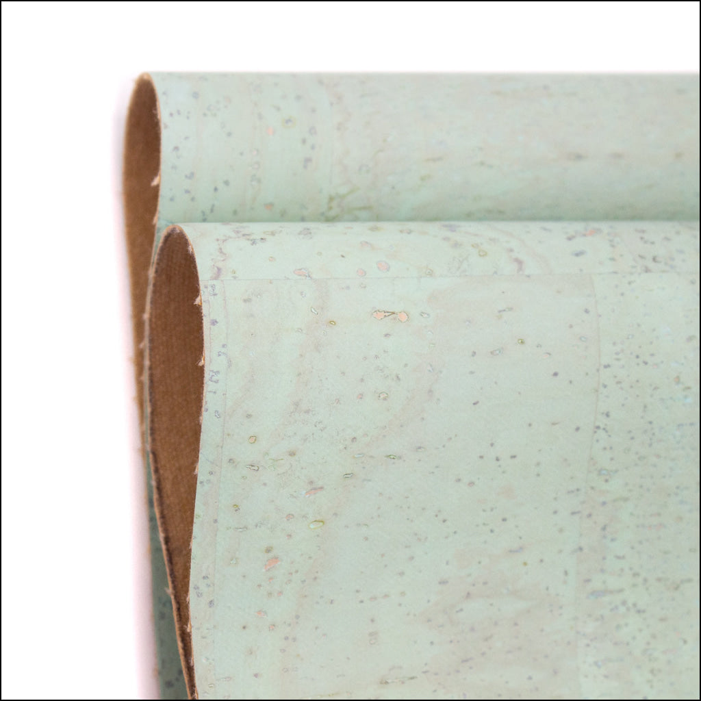Premium Solid Green Pastel Cork Fabric COF-370 cork fabric