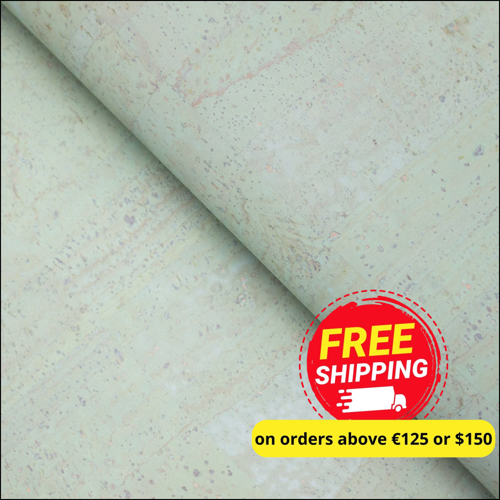 Premium Solid Green Pastel Cork Fabric COF-370 cork fabric