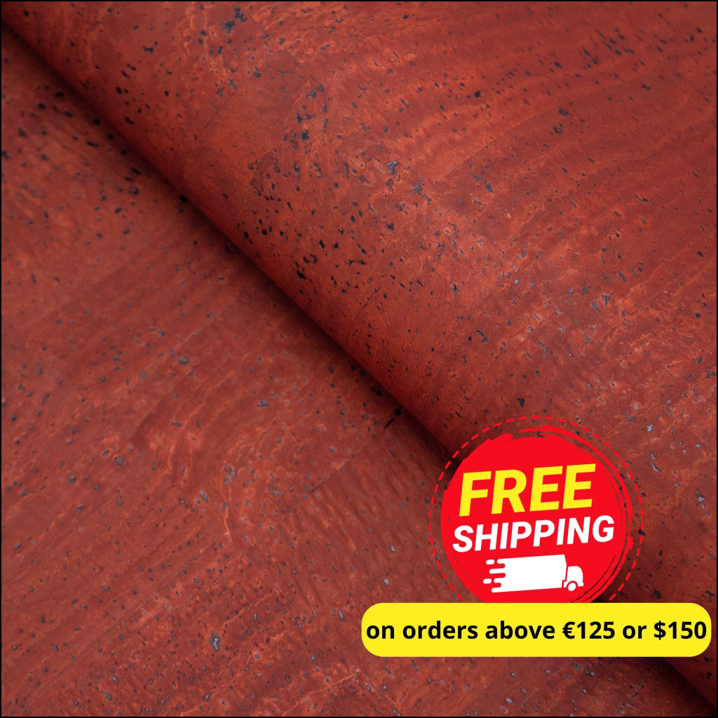 Premium Solid Scarlett Red Cork Fabric COF-155 cork fabric