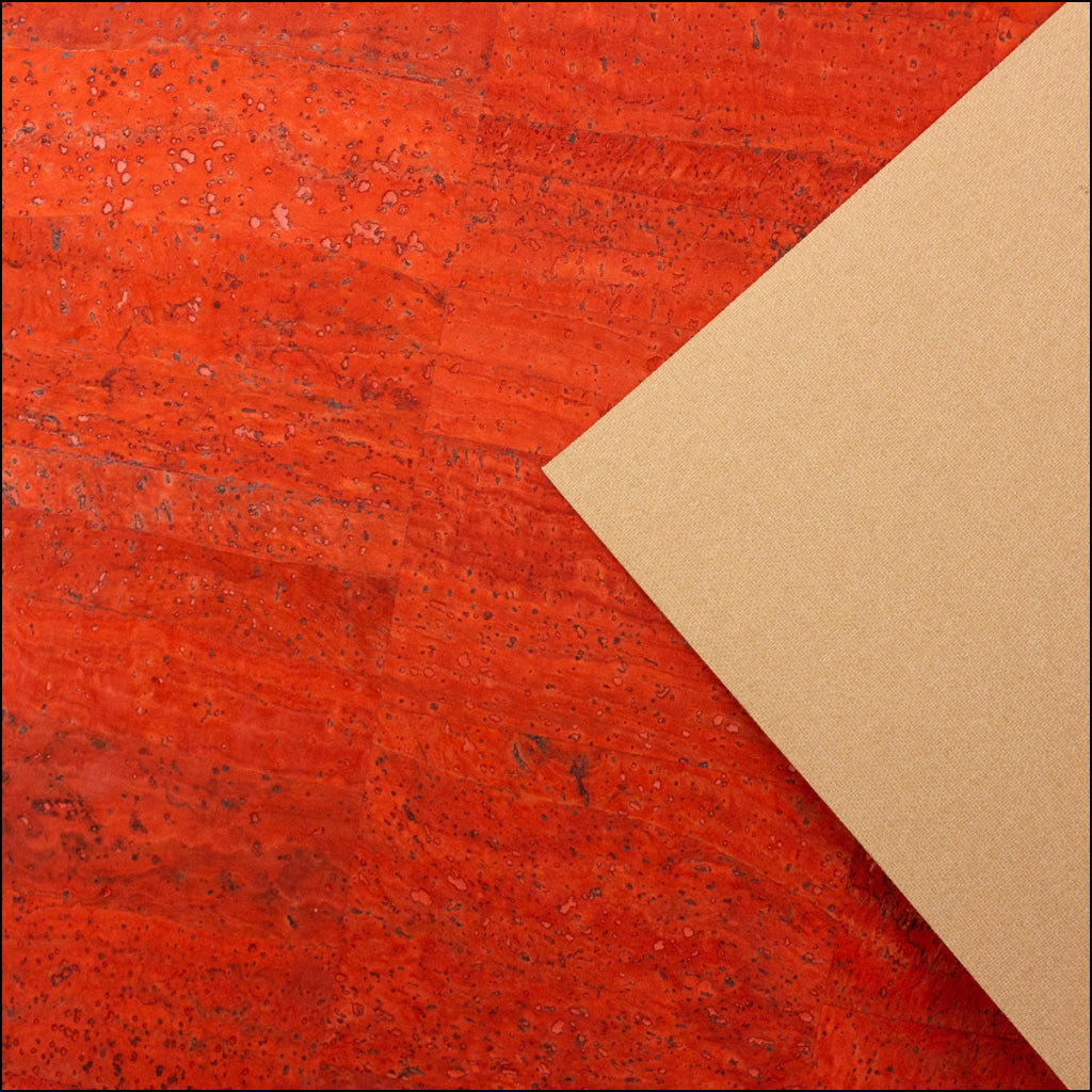 Premium Solid Tangerine Red Cork Fabric COF-129 cork fabric