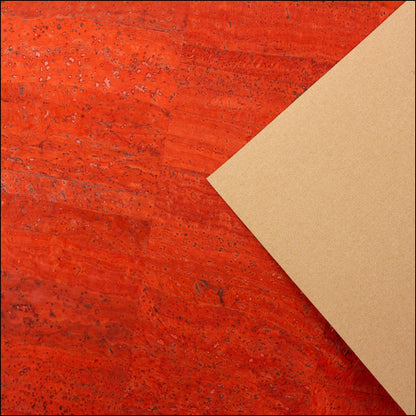 Premium Solid Tangerine Red Cork Fabric COF-129 cork fabric