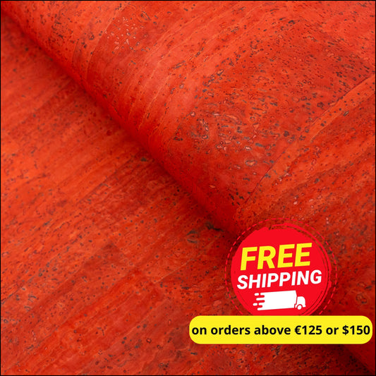 Premium Solid Tangerine Red Cork Fabric COF-129 cork fabric