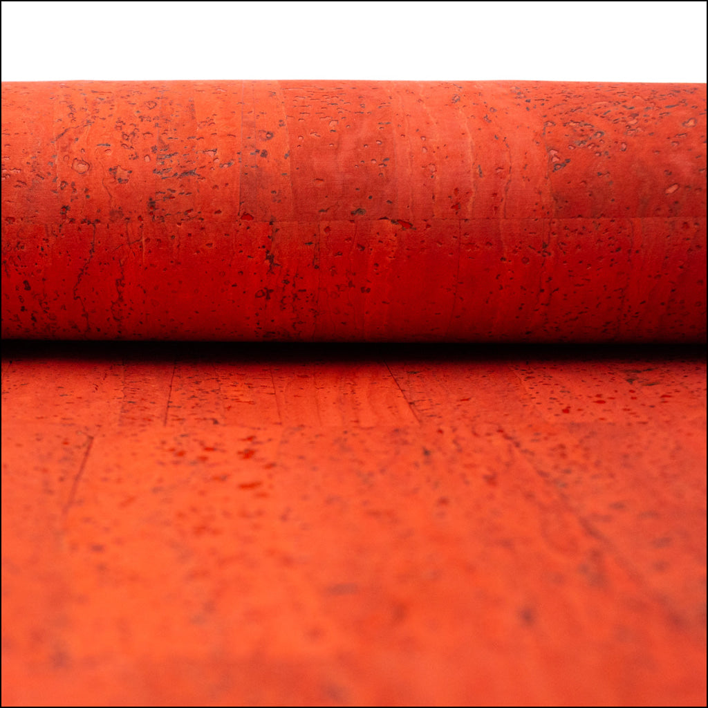Premium Solid Tangerine Red Cork Fabric COF-129 cork fabric