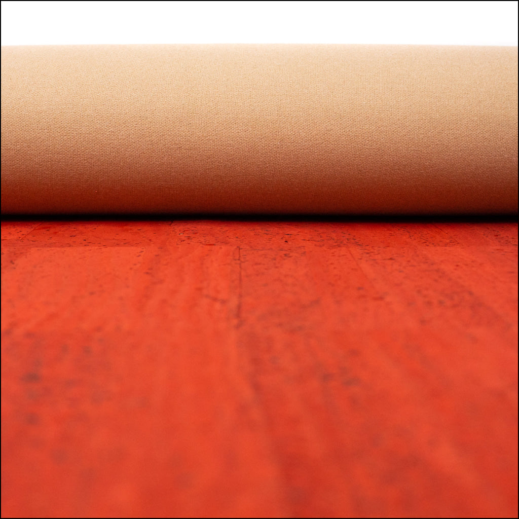 Premium Solid Tangerine Red Cork Fabric COF-129 cork fabric