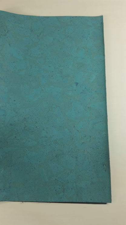 Turquoise Chunk Cork Fabric COF-526-B