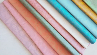 Light & Vibrant Abstract Cork Fabric | 8x5cm (3.1x2in) | 10 Piece Sample Pack