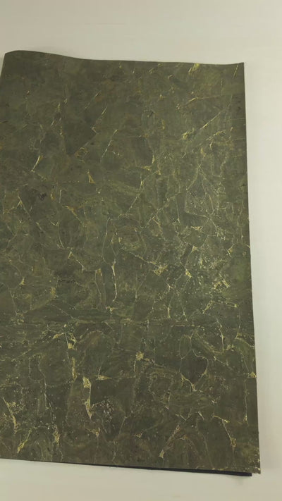 Dark Green with Gold 0.86mm Thick Cork Fabric with Black Backing COF-544