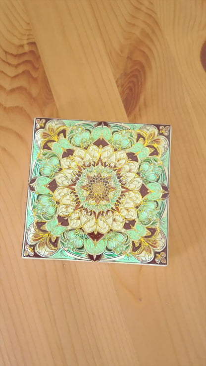 Mandala Ceramic Coasters with Cork Backing L-1138-12