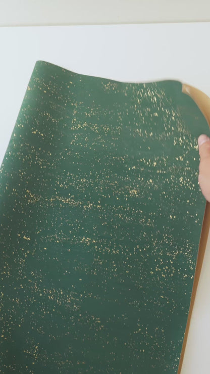 Forest Green Natural Cork Fabric with Gold Accents – 2026NEW GENERATION BACKING COF-808