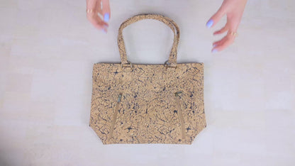 Eco-Friendly Cork Tote Bag with Marble Print - Vegan Leather Shoulder Bag BAGP-340