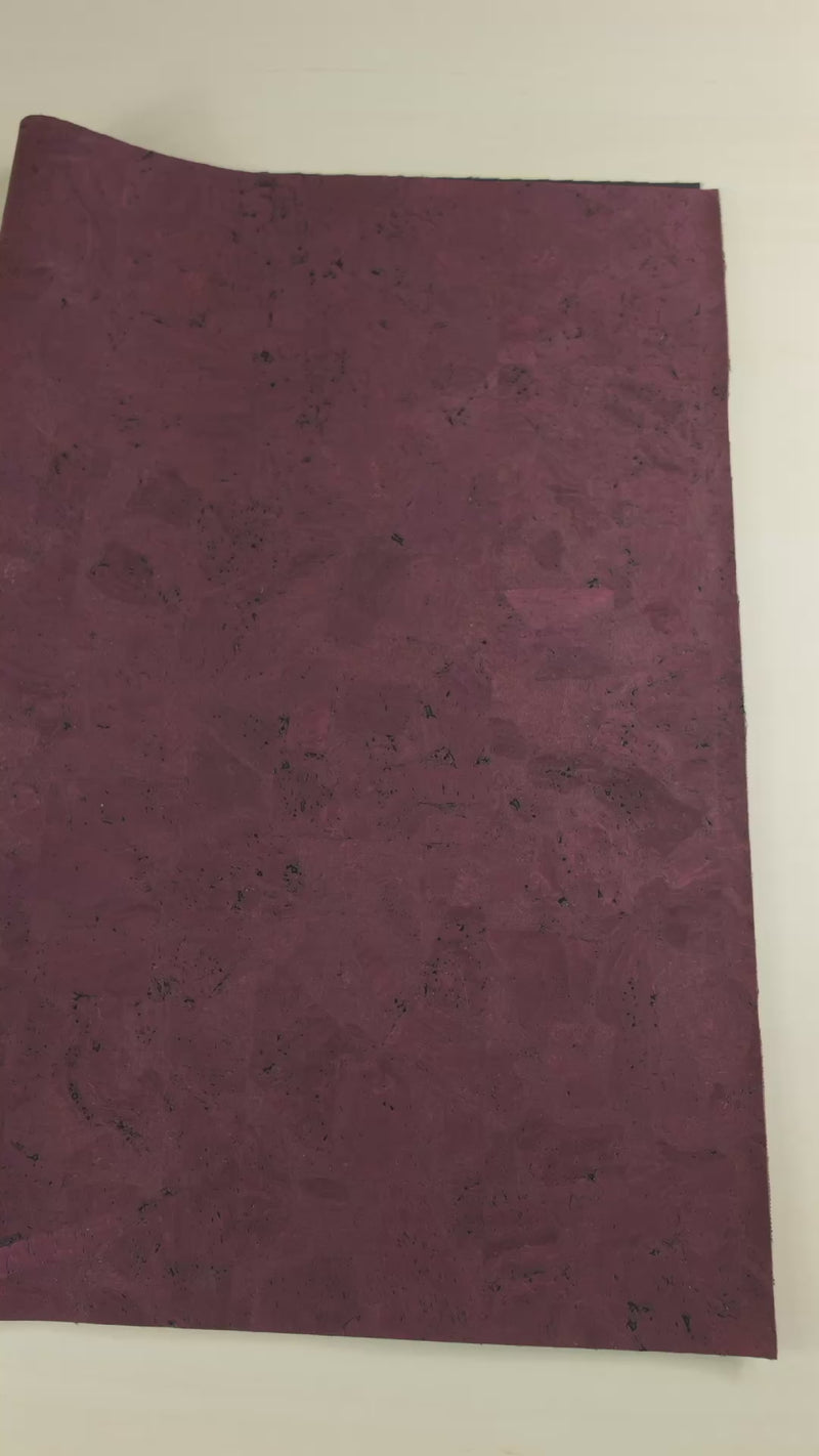 Dark Red Block-Style Cork Fabric with Black Backing, 0.90mm Thickness COF-530-B