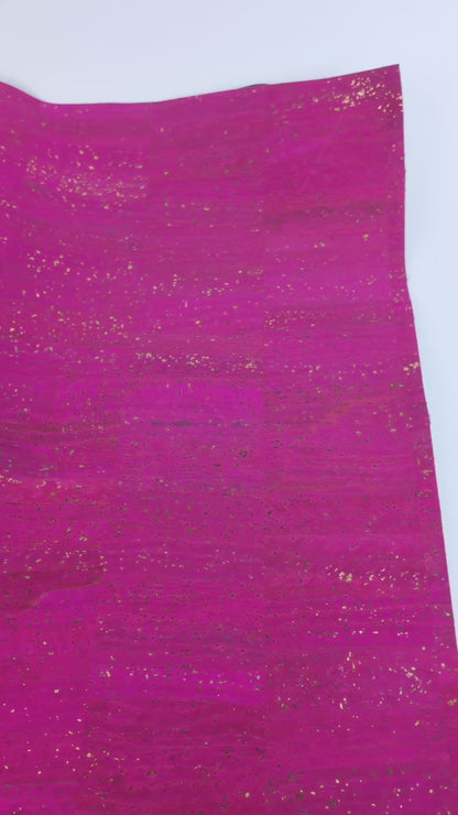 Bright Pink Cork Fabric with Metallic Gold Accents COF-650