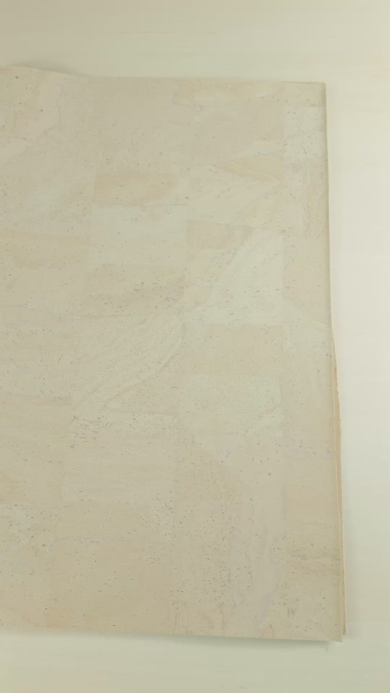 light white Solid Cork Fabric with Beige Backing, 0.79mm Thickness COF-533-A