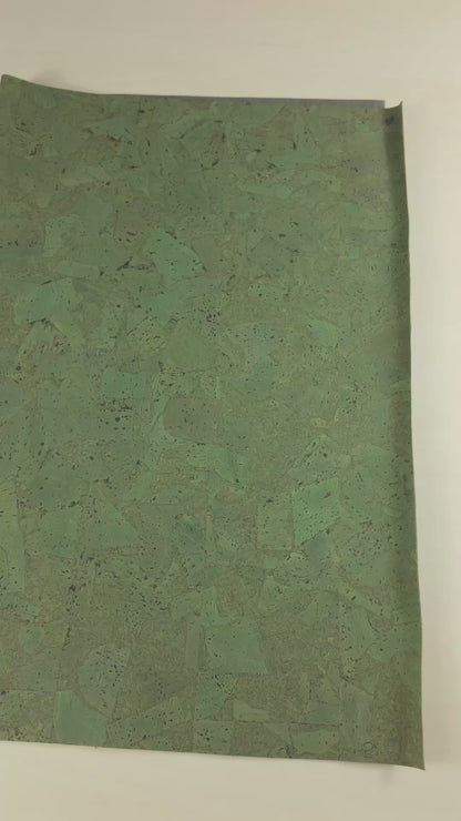 Natural Green Cork Fabric with Abstract Pattern COF-594