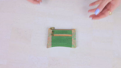 Eco-Friendly Cork Mini Wallet with Dual Zip - Vegan Leather Card Holder BAGP-343（5-Pack）