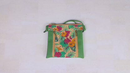 Eco-Friendly Cork Crossbody Bag with Floral Print - Vegan Leather Shoulder Bag - BAGP-342