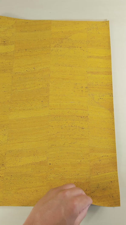 Yellow Solid Cork Fabric with Beige Backing, 0.79mm Thickness COF-528-B