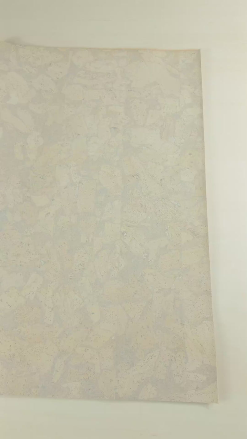 White Cork Fabric in Block Style with Beige Backing, 0.71mm Thickness COF-533-B