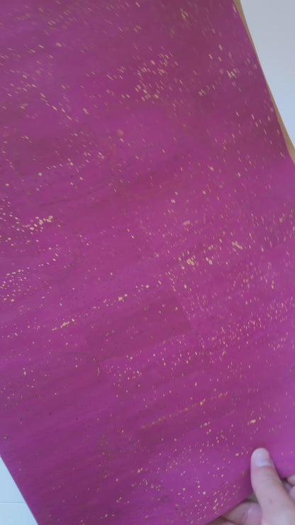 Fuchsia Natural Cork Fabric with Gold Accents – 2026NEW GENERATION BACKING COF-816