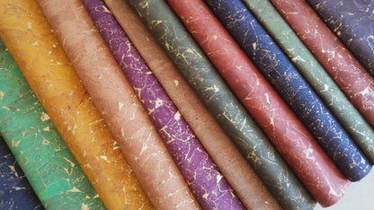 Gold Marble Cork Fabric | 8x5cm (3.1x2in) | 12 Piece Sample Pack