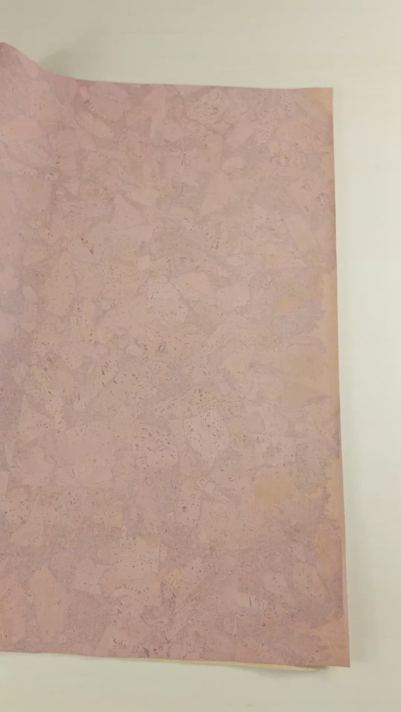 Pink Cork Fabric in Block Style with Beige Backing, 0.74 Thickness COF-532-A
