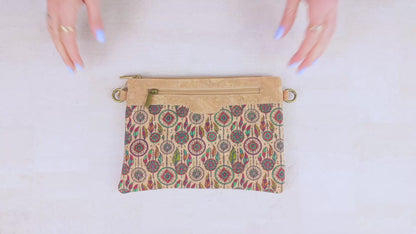 Printed Natural Cork Crossbody Bag & Clutch BAG-2393