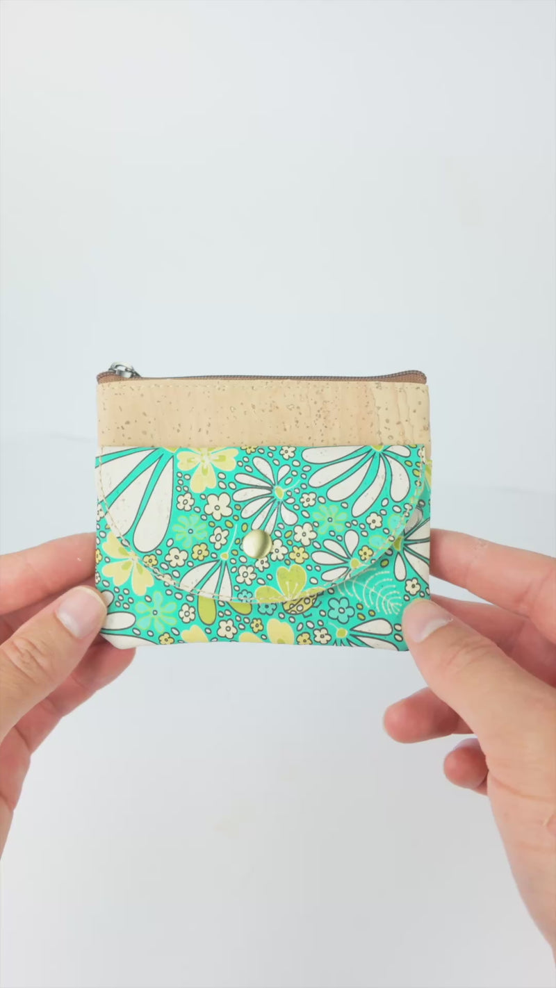 Cork Coin Purse with Snap Button Front Pocket Women&