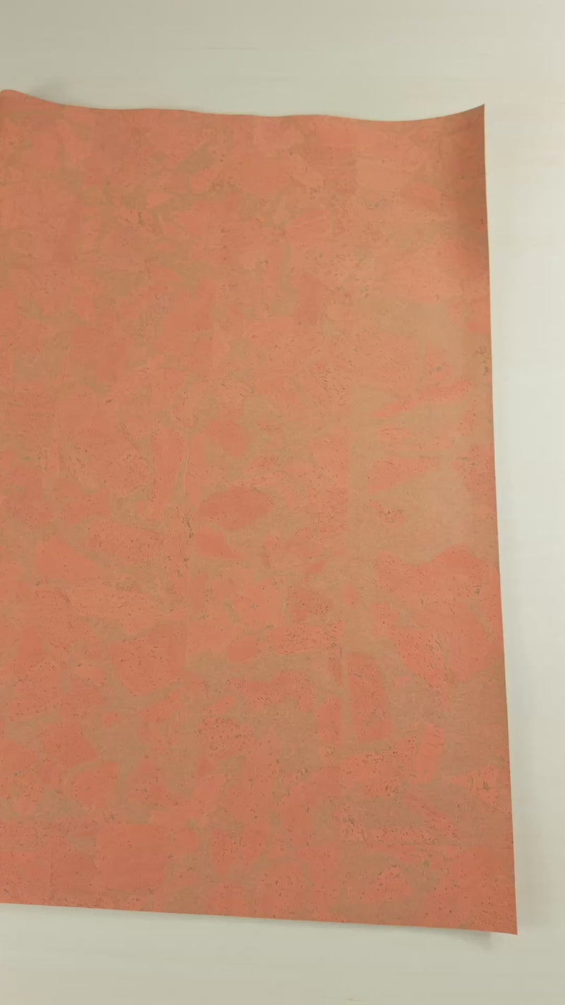 Orange Block-Style Cork Fabric with Beige Backing, 0.80 Thickness COF-531