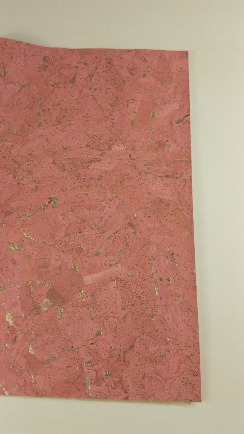Blush Pink Cork Fabric with Gold Foil Accents - 0.9mm Thickness COF-580