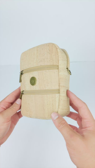 Cork Crossbody Phone Bag – Dual Zipper Vegan Sling Purse BAG-2361