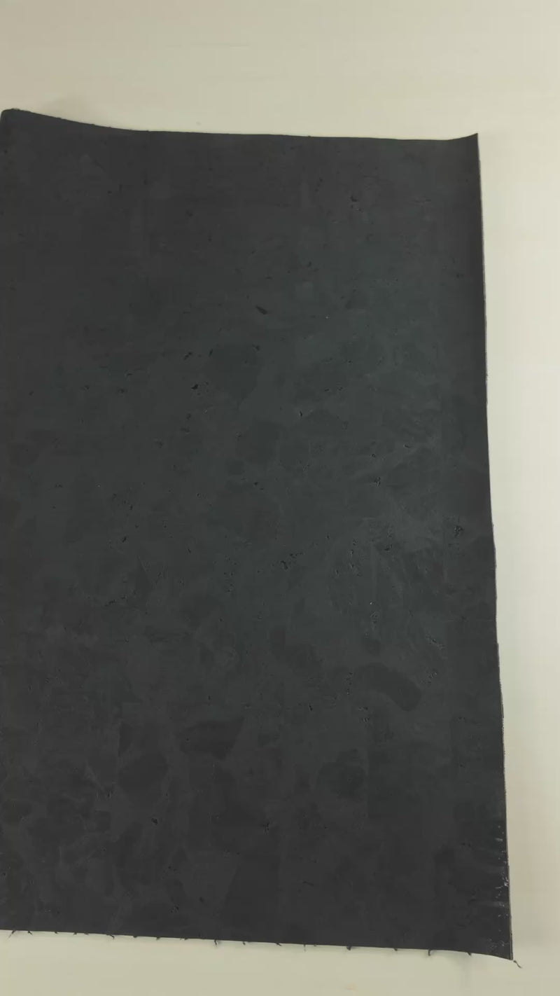 Black Block-Style Cork Fabric with 0.88mm Thickness and Black Backing COF-534-B