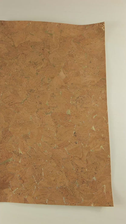 Natural Tan Cork Fabric with Metallic Accents - 0.87mm Thickness COF-579