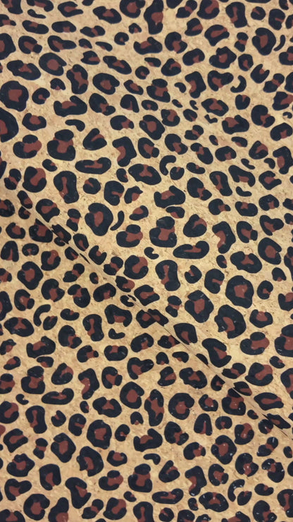 Leopard Print Cork Fabric | Natural Cork with Animal Pattern COF-688