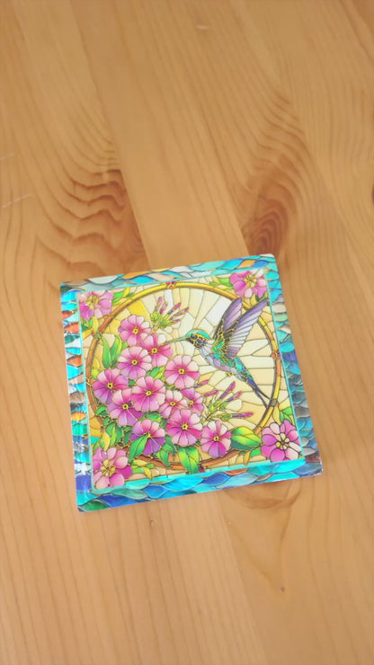 Embossed Ceramic Tile Coasters with Cork Backing L-1135-12（12units）