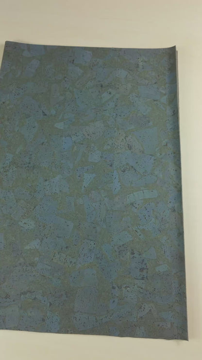 Blue-Gray Cork Fabric in Block Style , 0.86 Thickness COF-590