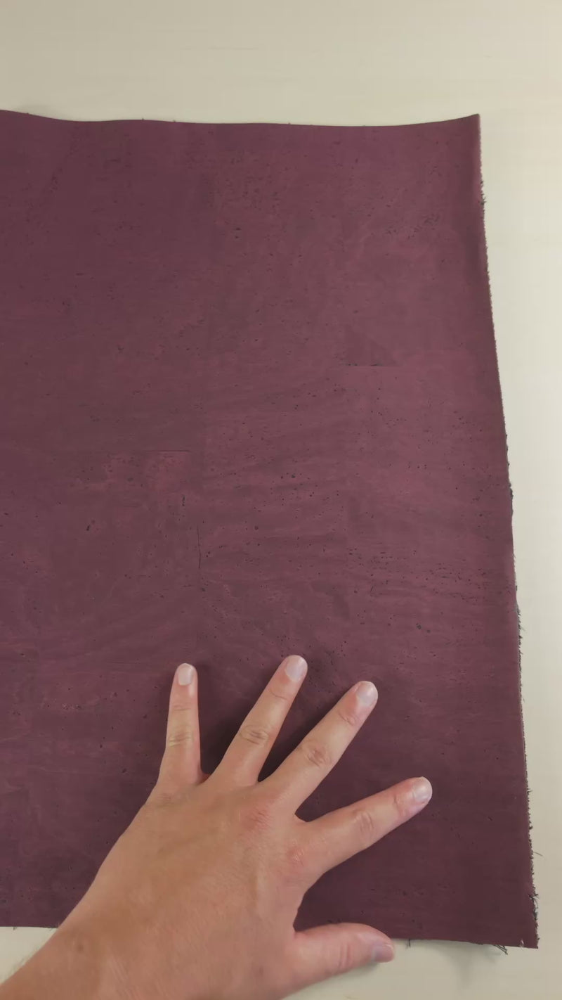 Dark Red Cork Fabric with Black Backing, 0.88mm Thickness COF-530-A