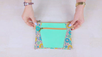 Cork Crossbody Bag with Floral Trim - Small Vegan Shoulder Bag BAGP-353