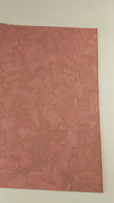 Natural Pink Cork Fabric with Abstract Pattern COF-601