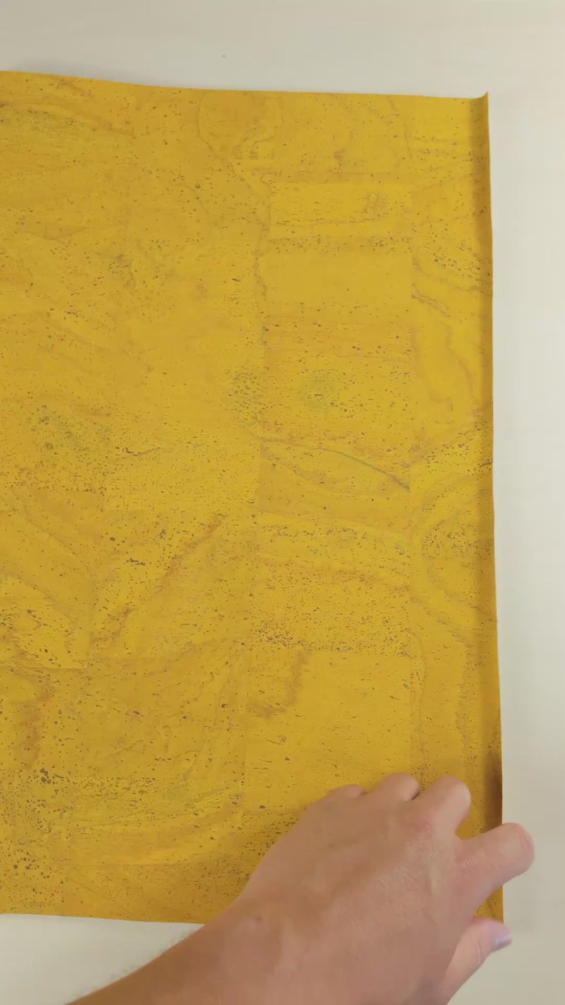Yellow Solid Cork Fabric with Beige Backing, 0.86mm Thickness COF-528-A