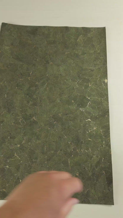 Green and Gold Verdant Terrain Cork Fabric COF-494