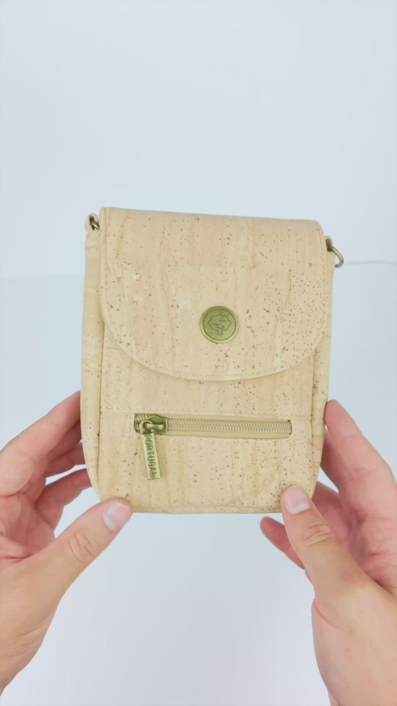 Natural Cork Crossbody Phone Bag with Vintage Turn Lock – BAG-2359