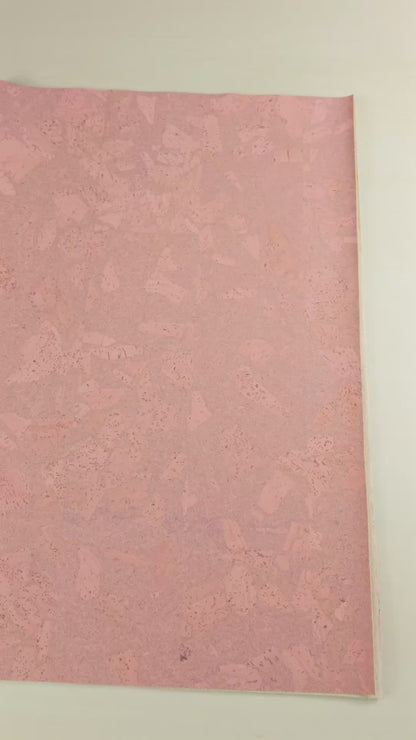 Block Style Pink Cork Fabric with Beige Backing, 0.73 Thickness COF-532-B