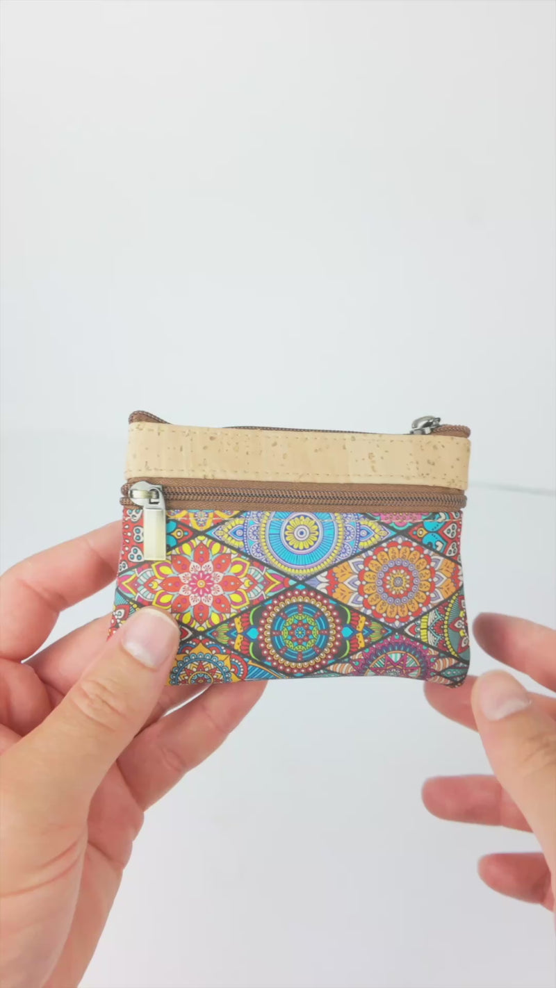 Triple Zipper Cork Coin Purse – Slim & Stylish Women&