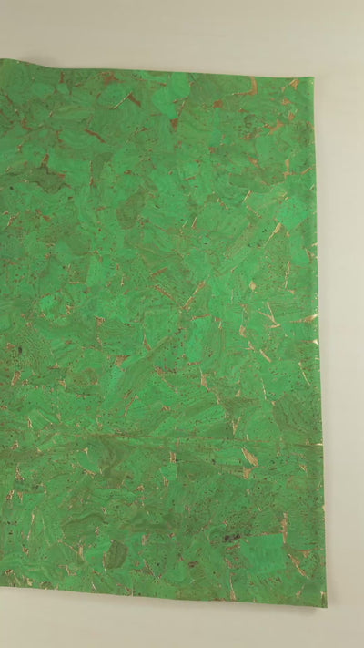 Vibrant Green Cork Fabric with Metallic Highlights - 0.9mm Thickness COF-578